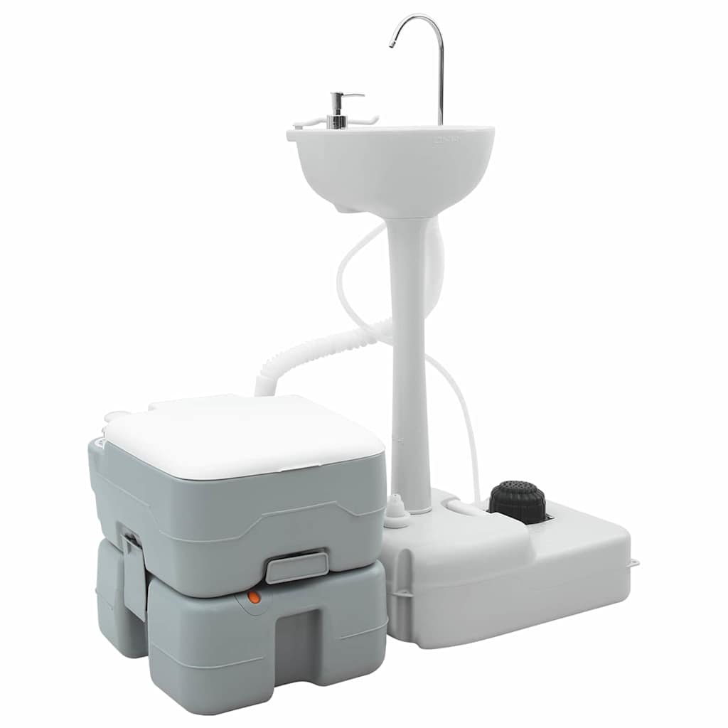 Camping Toilet Set 2 pcs Grijs 50,5 x 33 x 103 cm is nu te koop bij PeponiXL, paradijselijk wonen!