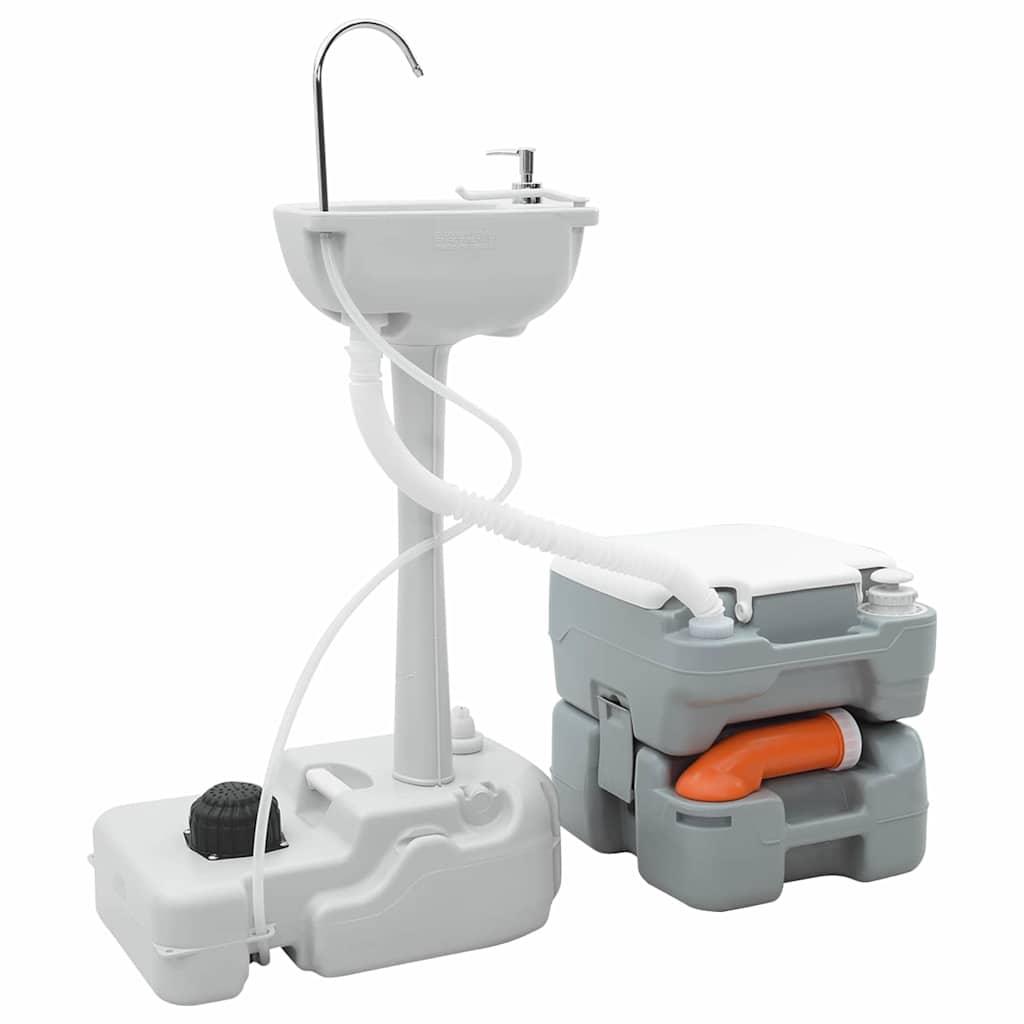 Camping Toilet Set 2 pcs Grijs 50,5 x 33 x 103 cm is nu te koop bij PeponiXL, paradijselijk wonen!