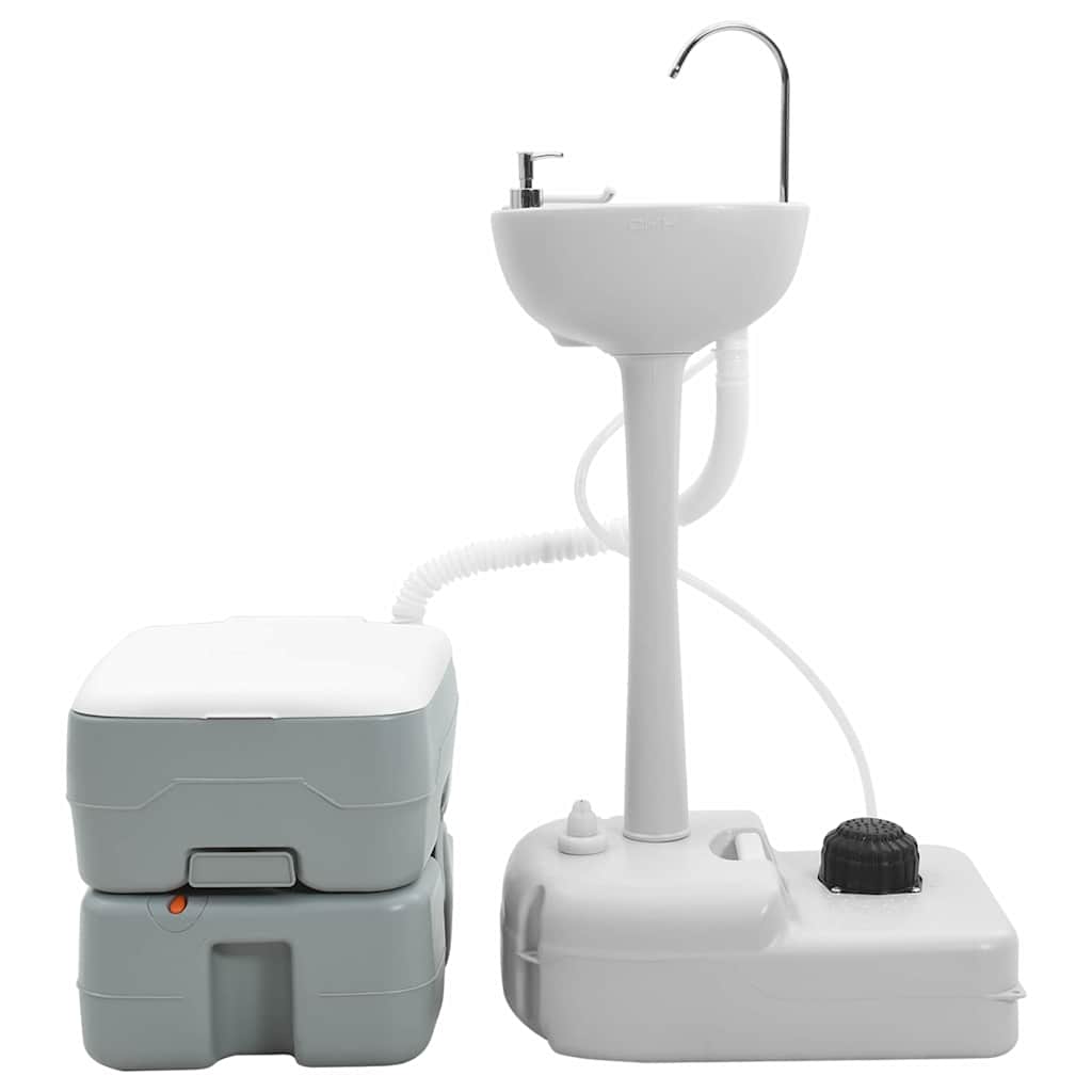 Camping Toilet Set 2 pcs Grijs 50,5 x 33 x 103 cm is nu te koop bij PeponiXL, paradijselijk wonen!