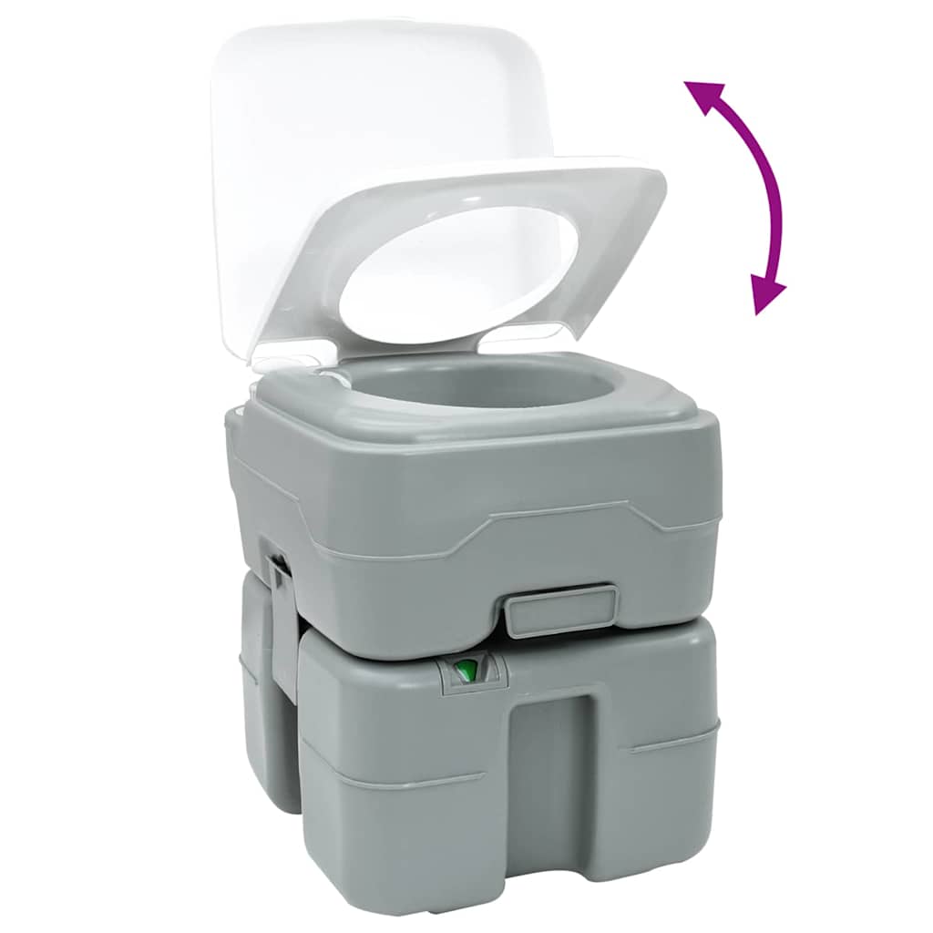 Camping Toilet Set 2 pcs Grijs 50,5 x 33 x 103 cm is nu te koop bij PeponiXL, paradijselijk wonen!