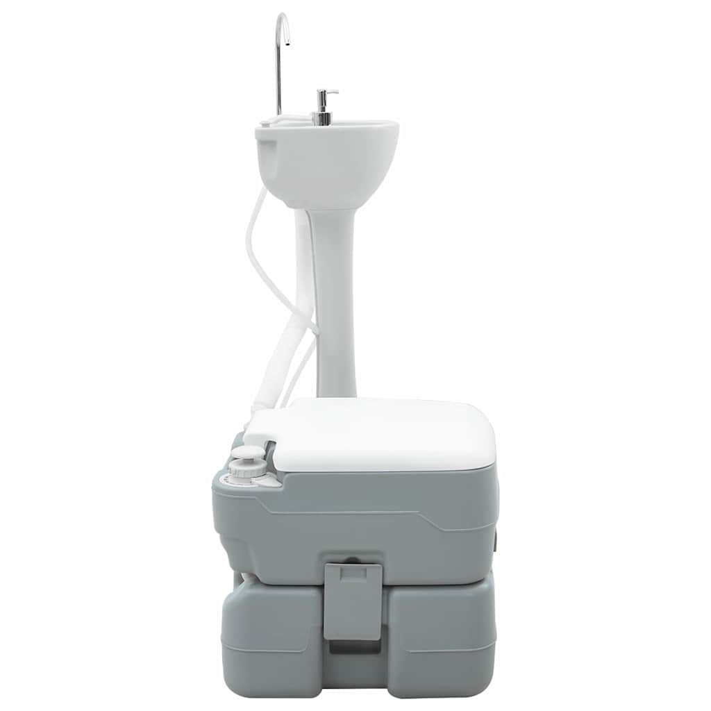 Camping Toilet Set 2 pcs Grijs 50,5 x 33 x 103 cm is nu te koop bij PeponiXL, paradijselijk wonen!