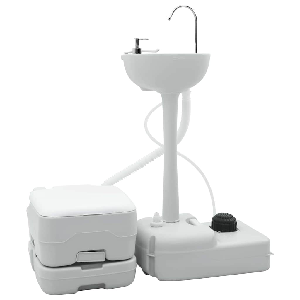Camping Toilet Set 2 pcs Grijs en Wit is nu te koop bij PeponiXL, paradijselijk wonen!