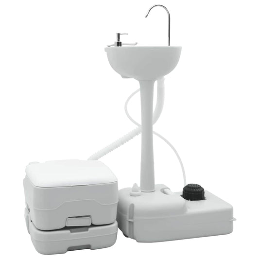 Camping Toilet 2 pcs Grijs en Wit 50.5 x 33 x 103 cm is nu te koop bij PeponiXL, paradijselijk wonen!