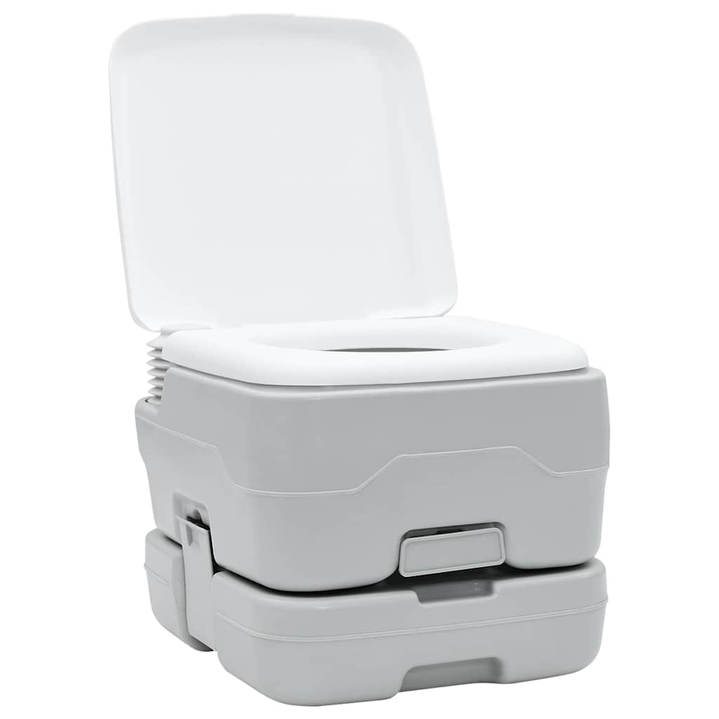 Camping Toilet Set 2 pcs Grijs en Wit is nu te koop bij PeponiXL, paradijselijk wonen!