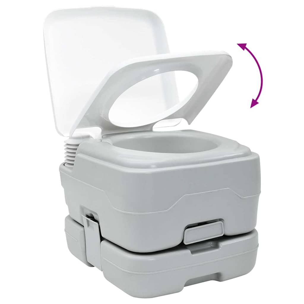 Camping Toilet Set 2 pcs Grijs en Wit is nu te koop bij PeponiXL, paradijselijk wonen!