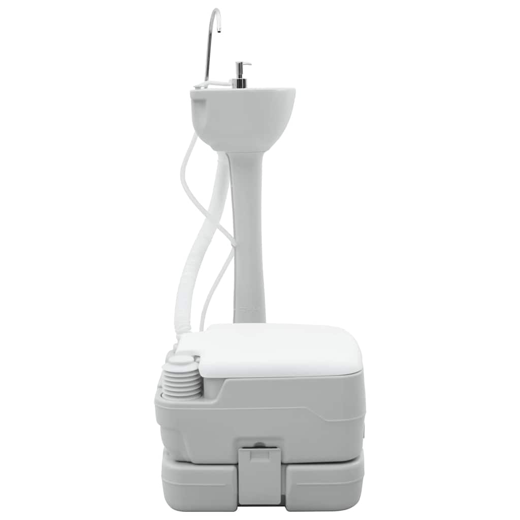 Camping Toilet Set 2 pcs Grijs en Wit is nu te koop bij PeponiXL, paradijselijk wonen!
