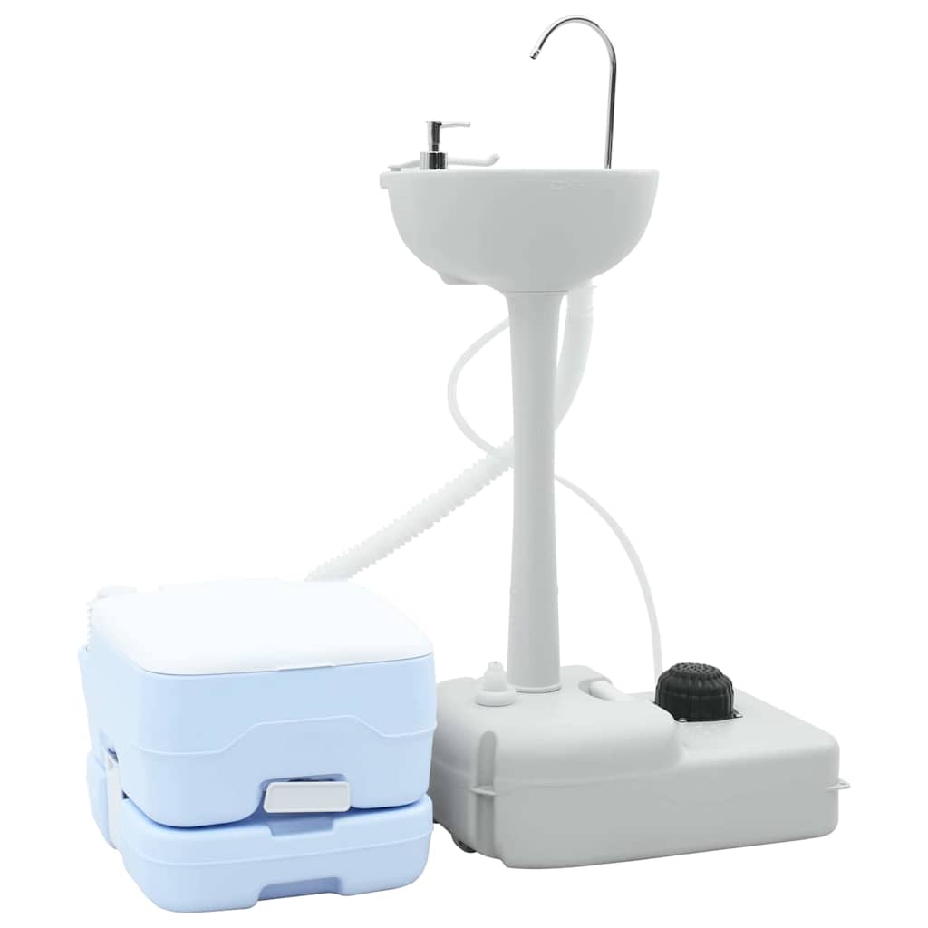 Camping Toilet Set 2 pcs Blauw en Wit is nu te koop bij PeponiXL, paradijselijk wonen!