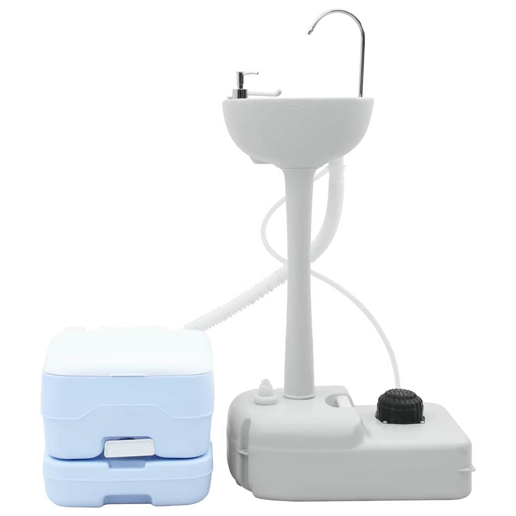 Camping Toilet Set 2 pcs Blauw en Wit is nu te koop bij PeponiXL, paradijselijk wonen!