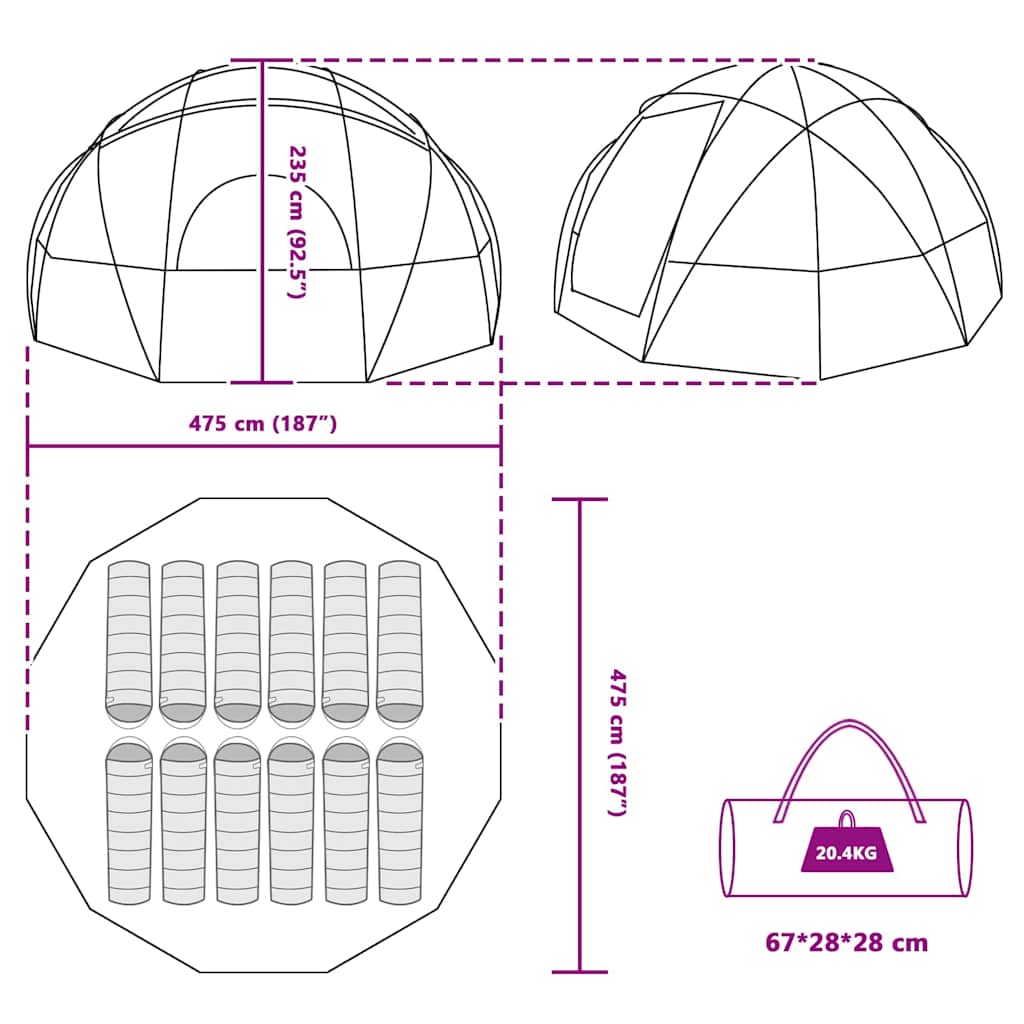 Koepeltent met dak Grijs en Oranje 475 x 475 x 235 cm taft is nu te koop bij PeponiXL, paradijselijk wonen!