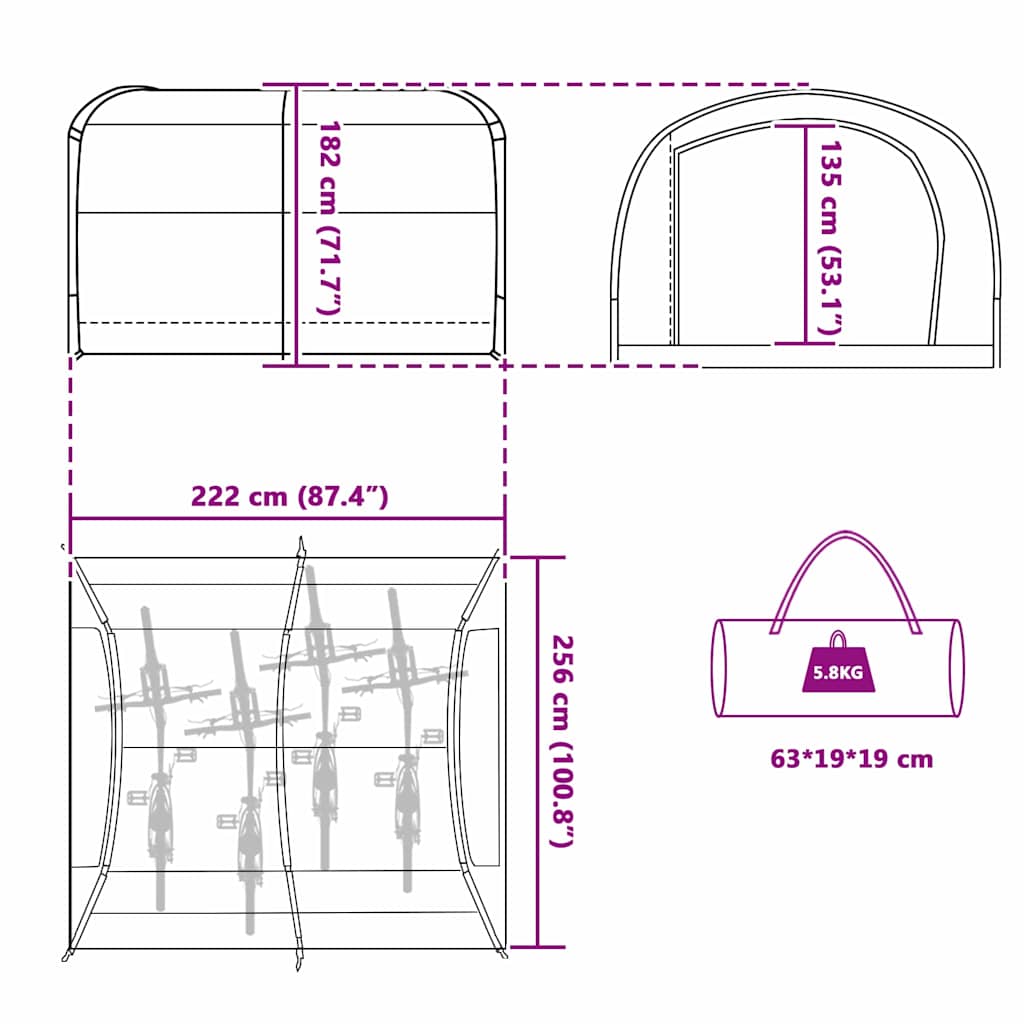 Fietstent met dak met opslag Blauw 256 x 222 x 182 cm is nu te koop bij PeponiXL, paradijselijk wonen!
