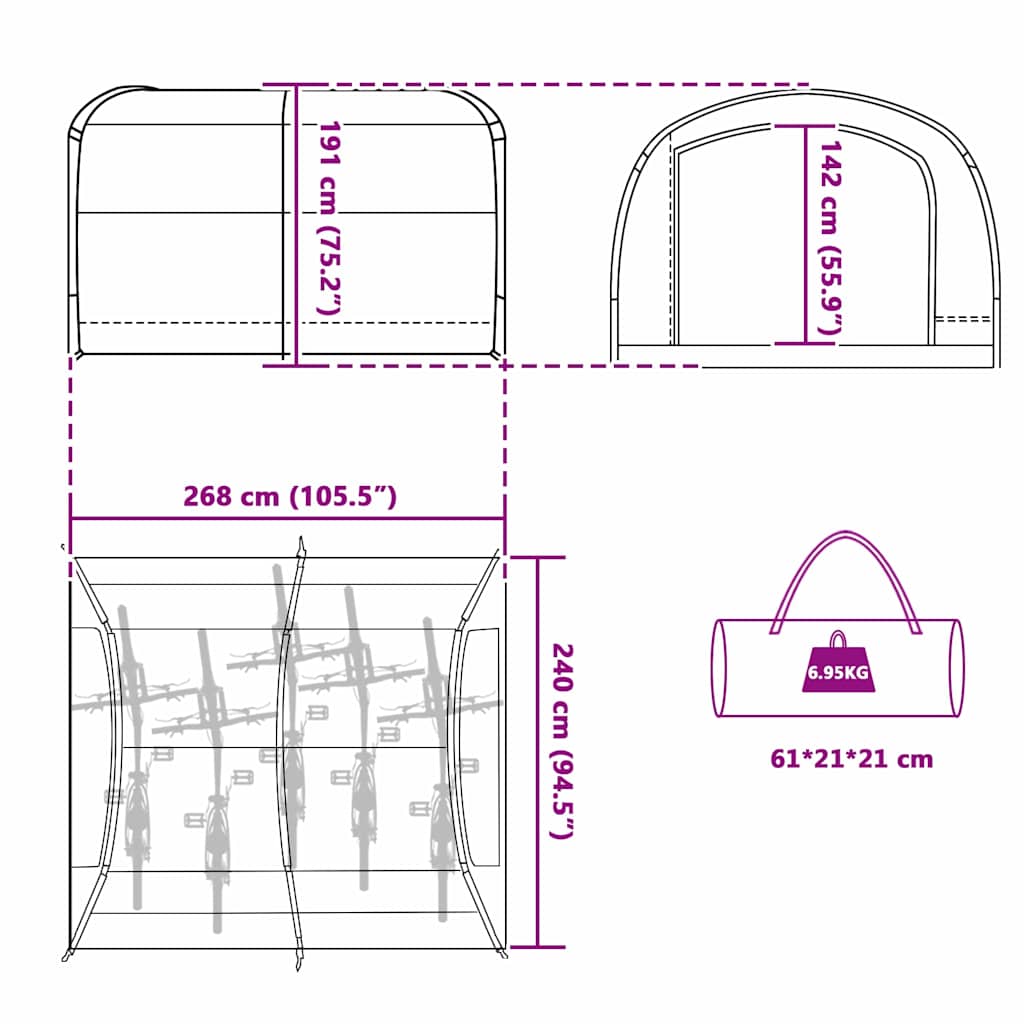 Tent met dak met opslag Blauw 268 x 240 x 191 cm Polyester is nu te koop bij PeponiXL, paradijselijk wonen!