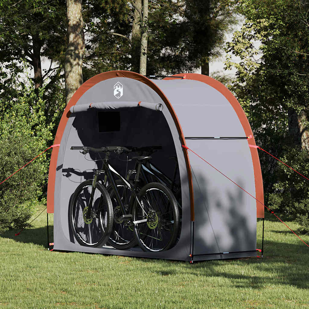 Fietstent met dak met opslag Grijs en Oranje 210 x 90 x 174 cm is nu te koop bij PeponiXL, paradijselijk wonen!
