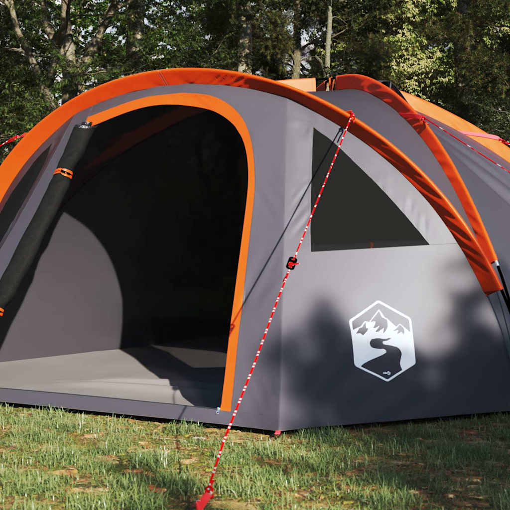 Camping Tent Grijs en oranje 308 x 268 x 130 cm Polyester is nu te koop bij PeponiXL, paradijselijk wonen!