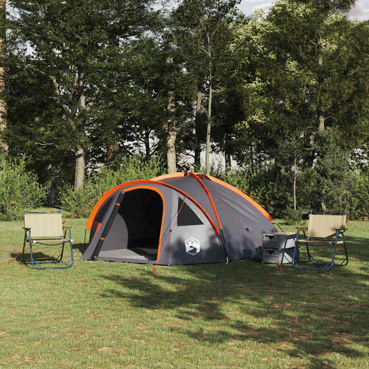 Camping Tent Grijs en oranje 308 x 268 x 130 cm Polyester is nu te koop bij PeponiXL, paradijselijk wonen!