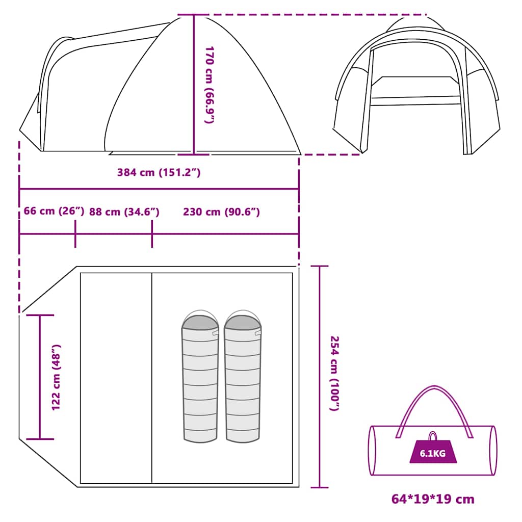 Koepeltent Koepel met dak met opslag Blauw 384 x 254 x 170 cm is nu te koop bij PeponiXL, paradijselijk wonen!