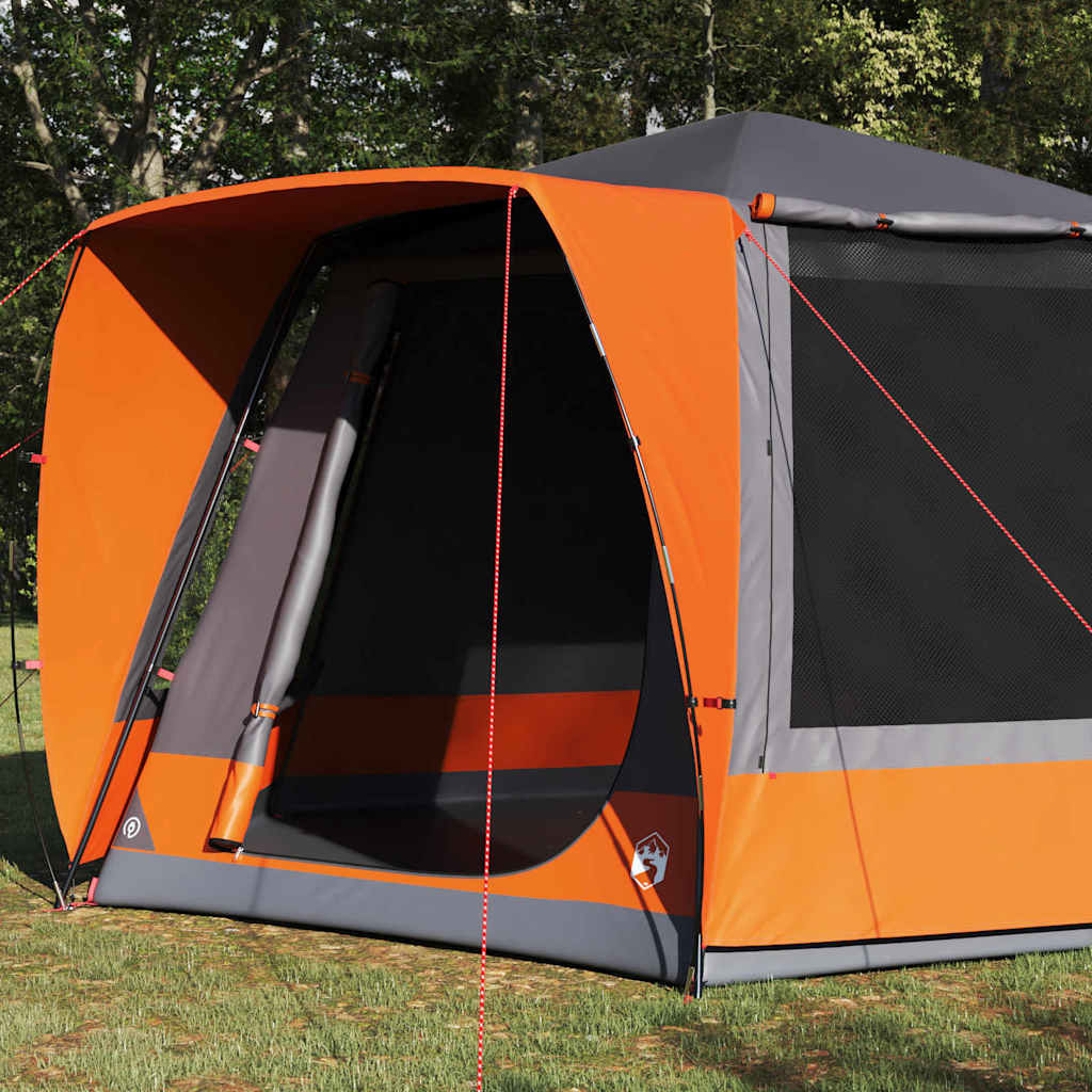 Camping Tent Grijs en oranje 420 x 420 x 227 cm Polyester is nu te koop bij PeponiXL, paradijselijk wonen!