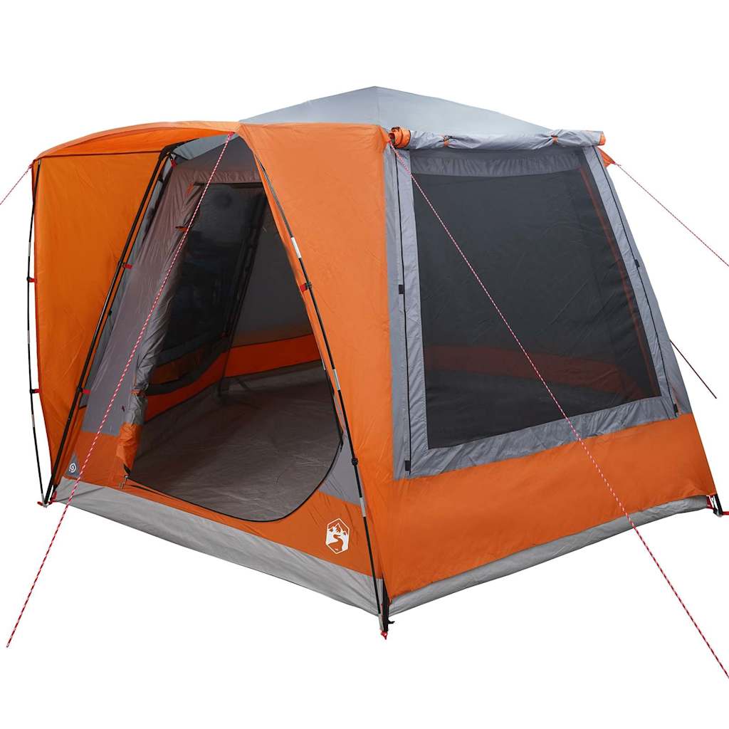 Camping Tent Grijs en oranje 420 x 420 x 227 cm Polyester is nu te koop bij PeponiXL, paradijselijk wonen!