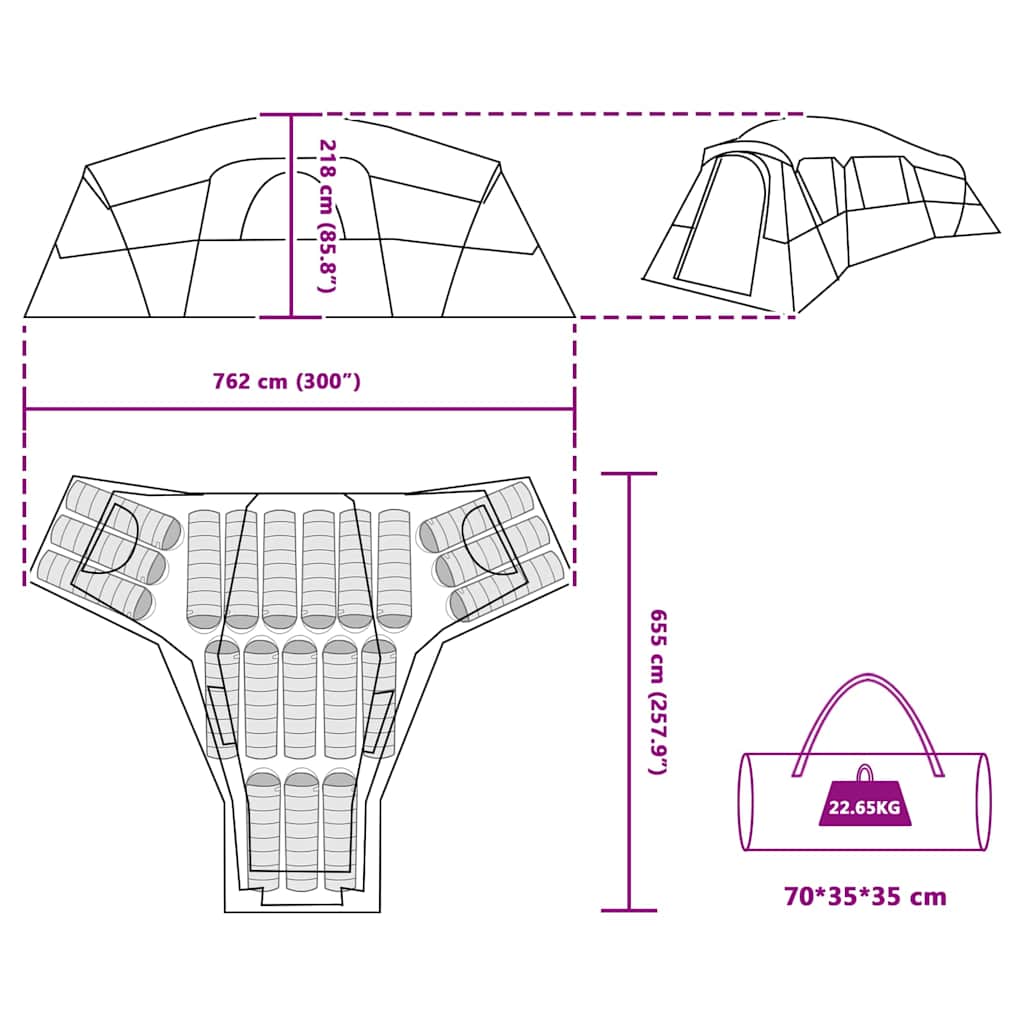 Gezinstent met dak Grijs en Oranje 762 x 655 x 218 cm taft is nu te koop bij PeponiXL, paradijselijk wonen!