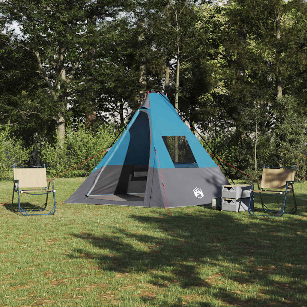Tipi Tent met dak met opslag Blauw 383 x 338 x 217 cm taft is nu te koop bij PeponiXL, paradijselijk wonen!