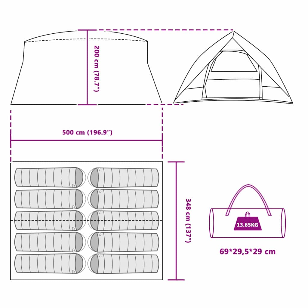Tunnel tent met dak Grijs en Oranje 500 x 348 x 200 cm taft is nu te koop bij PeponiXL, paradijselijk wonen!