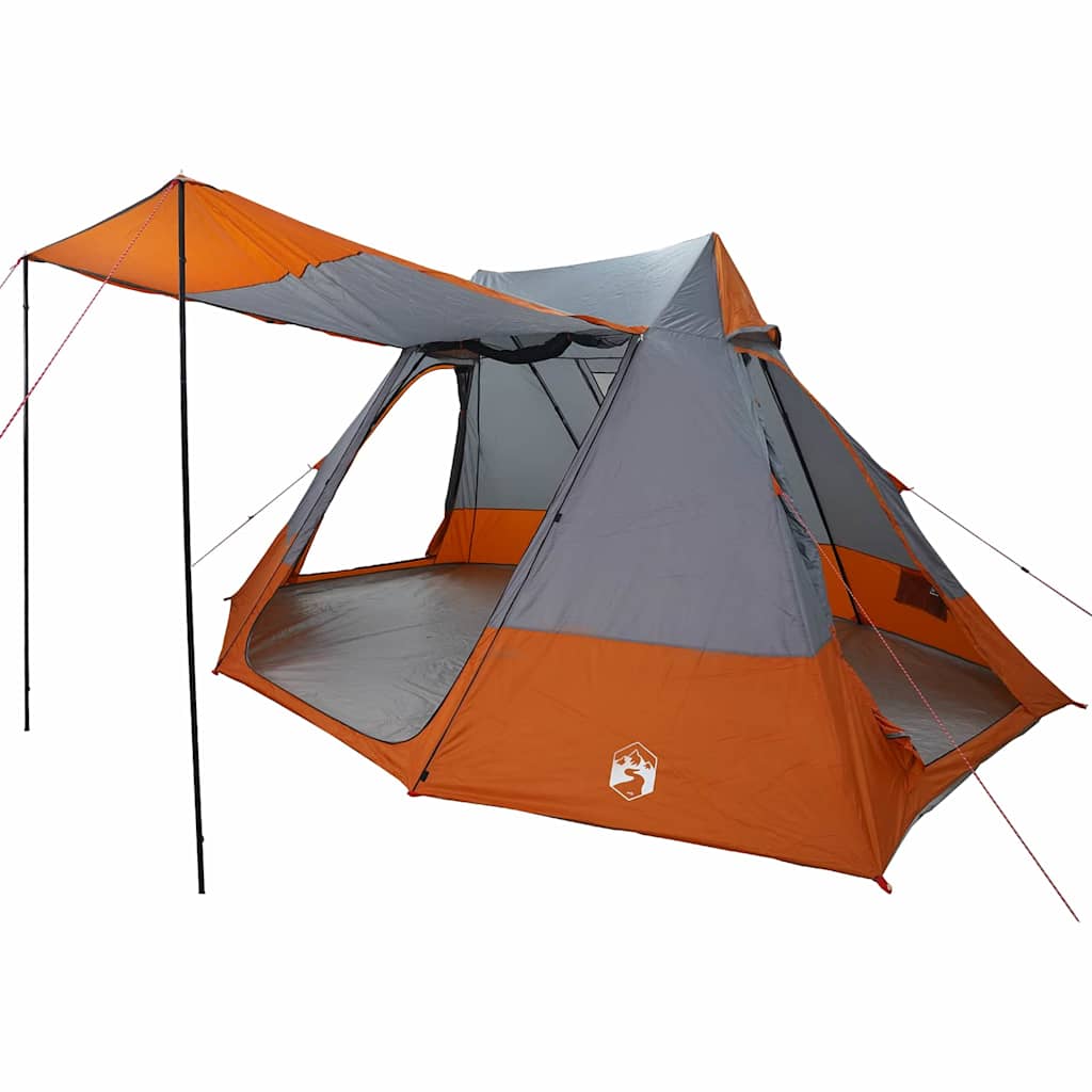 Camping Tent met dak Grijs en Oranje 482 x 360 x 227 cm taft is nu te koop bij PeponiXL, paradijselijk wonen!