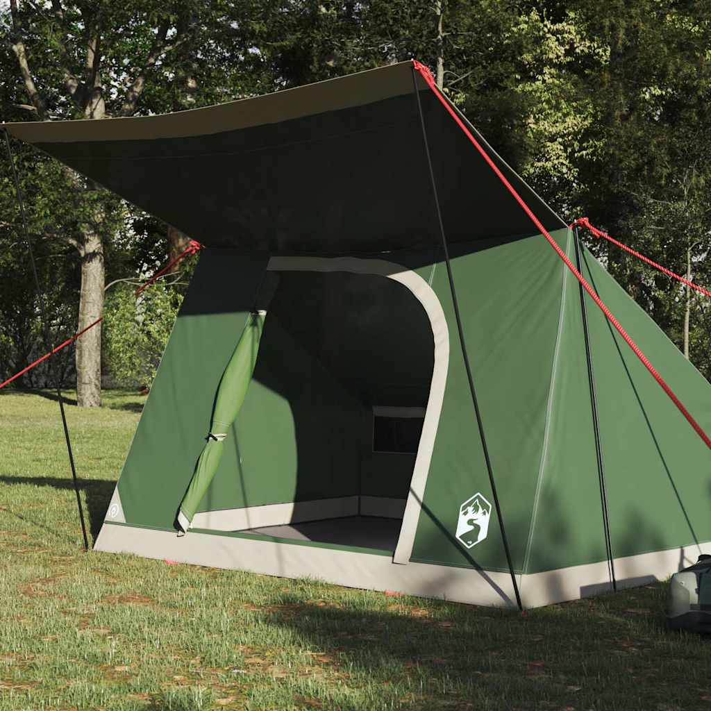 Camping Tent met dak met opslag Groen 223 x 163 x 130 cm taft is nu te koop bij PeponiXL, paradijselijk wonen!