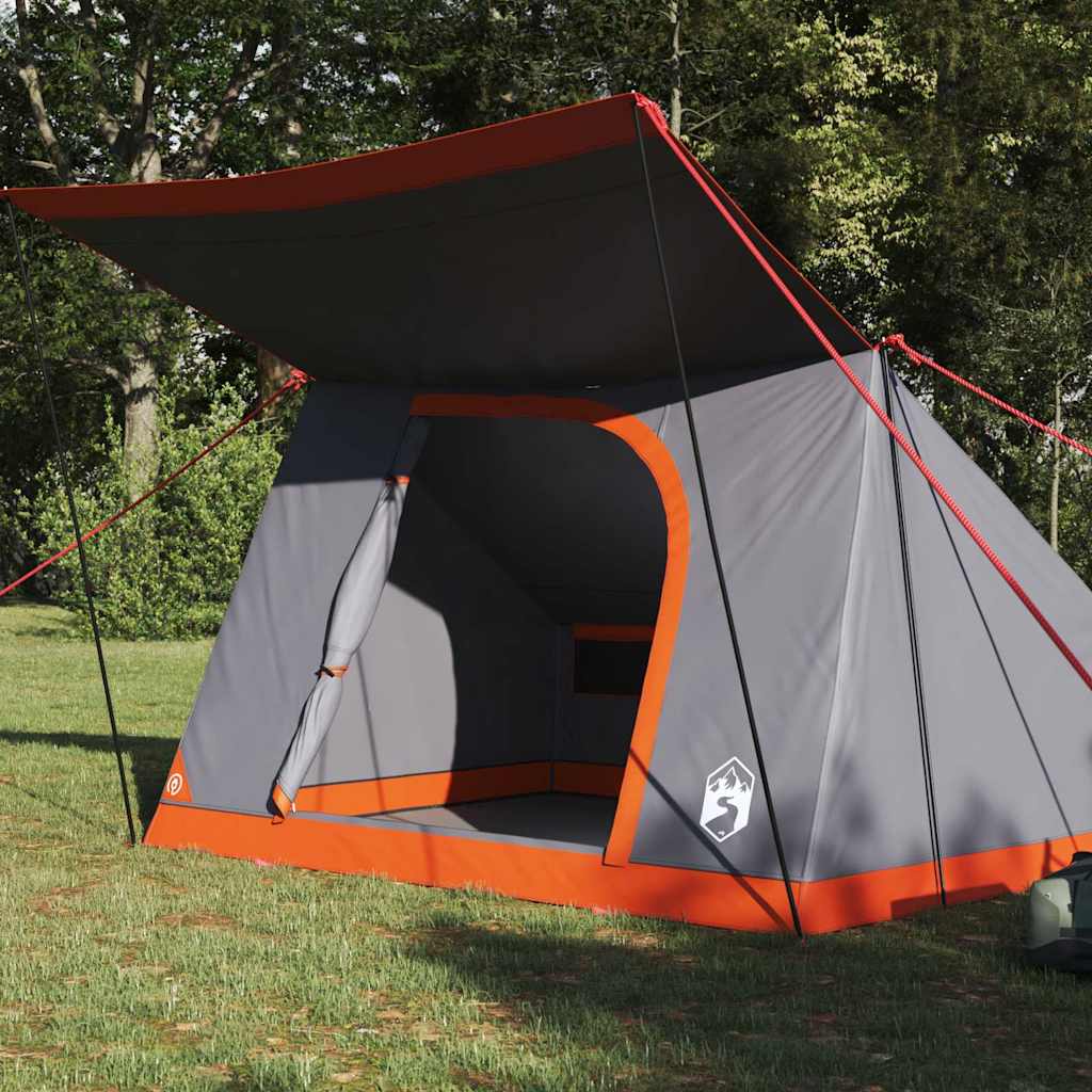 Camping Tent met dak Grijs en Oranje 223 x 163 x 130 cm taft is nu te koop bij PeponiXL, paradijselijk wonen!
