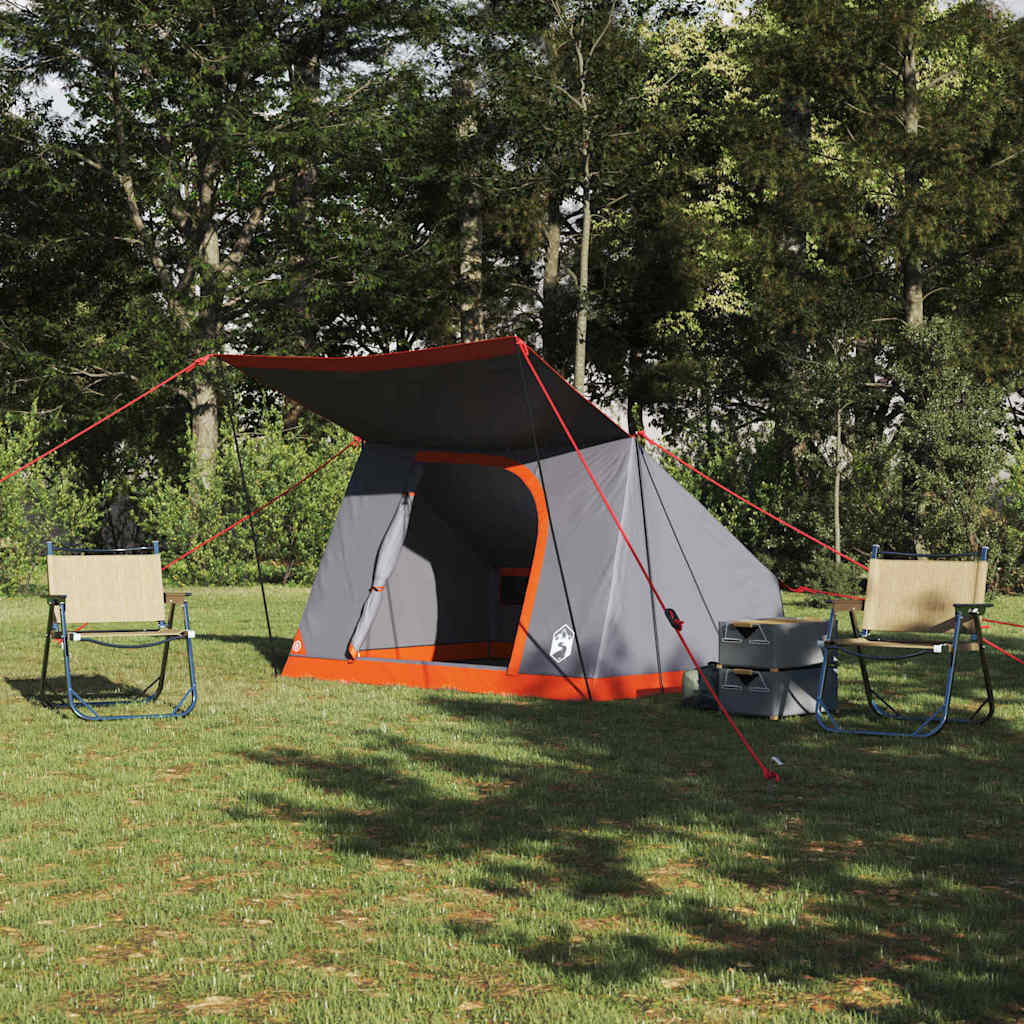 Camping Tent met dak Grijs en Oranje 223 x 163 x 130 cm taft is nu te koop bij PeponiXL, paradijselijk wonen!