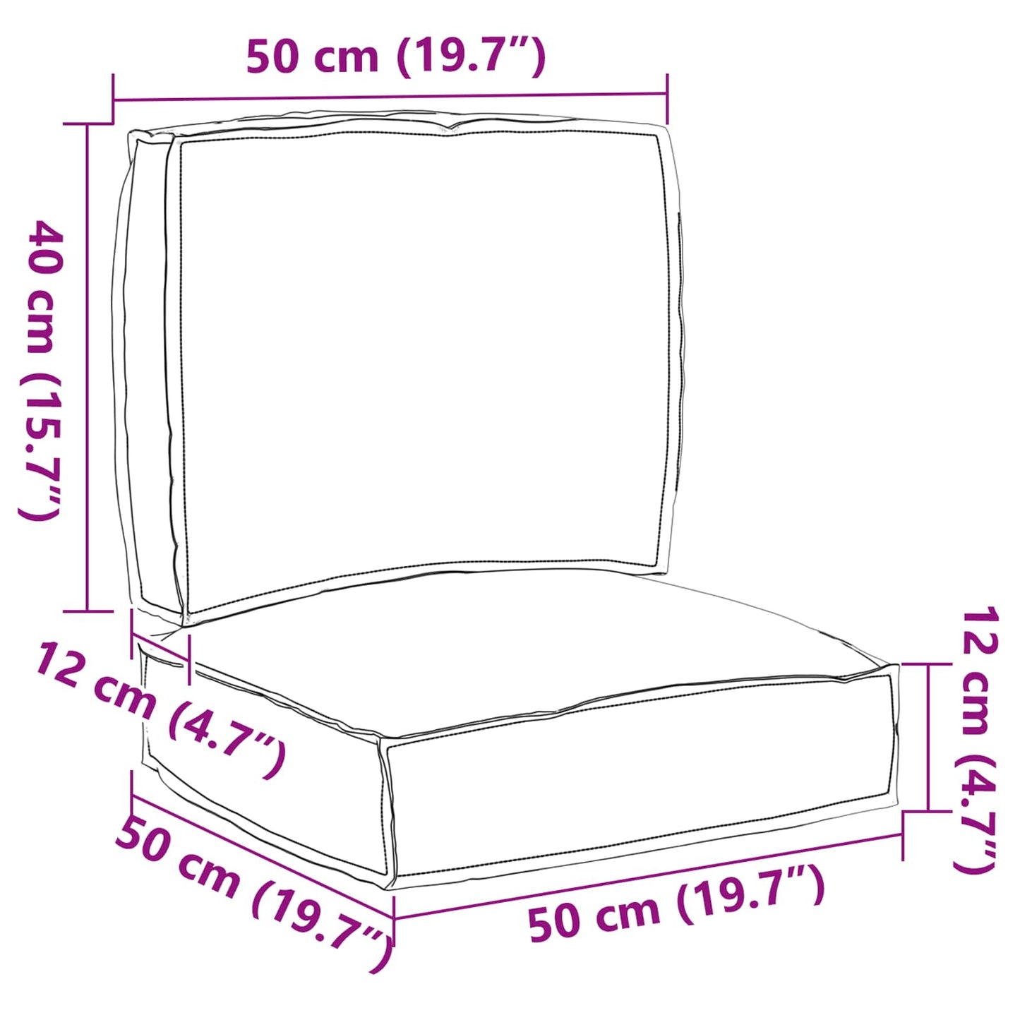 Pallet Kussen Set 2 pcs Crème Oxford Stof