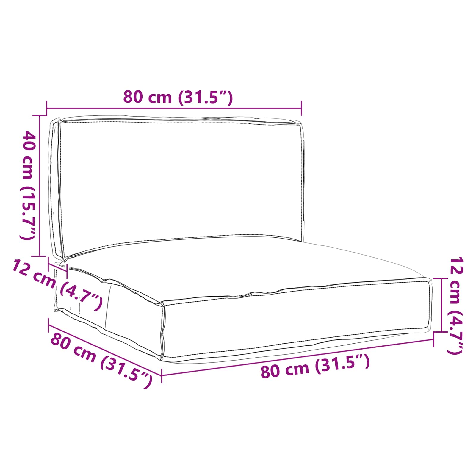 Pallet Kussen Set 2 pcs Wijnrood Oxford Stof is nu te koop bij PeponiXL, paradijselijk wonen!