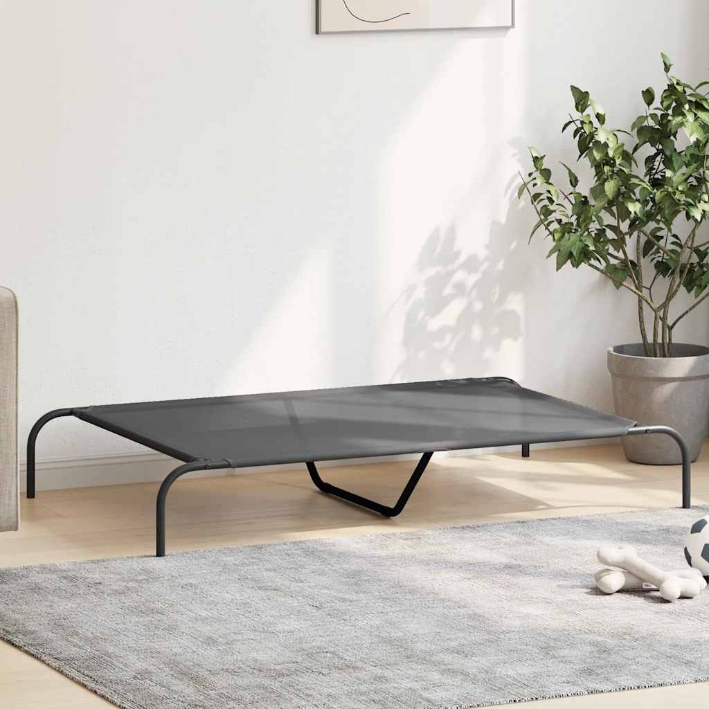 Hondenmand verhoogd 130x80x20 cm textiel en staal grijs