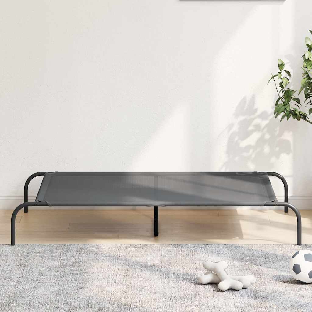 Hondenmand verhoogd 130x80x20 cm textiel en staal grijs