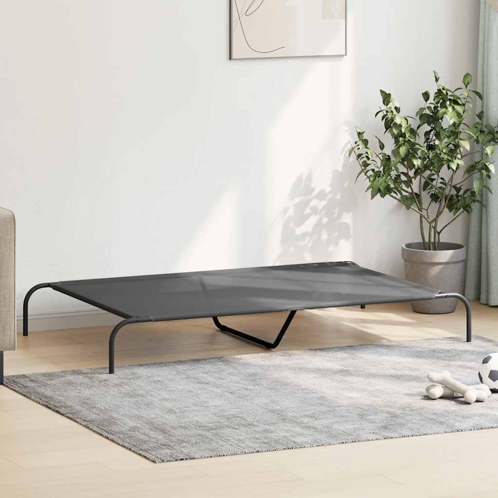 Hondenmand verhoogd 150x90x20 cm textiel en staal grijs
