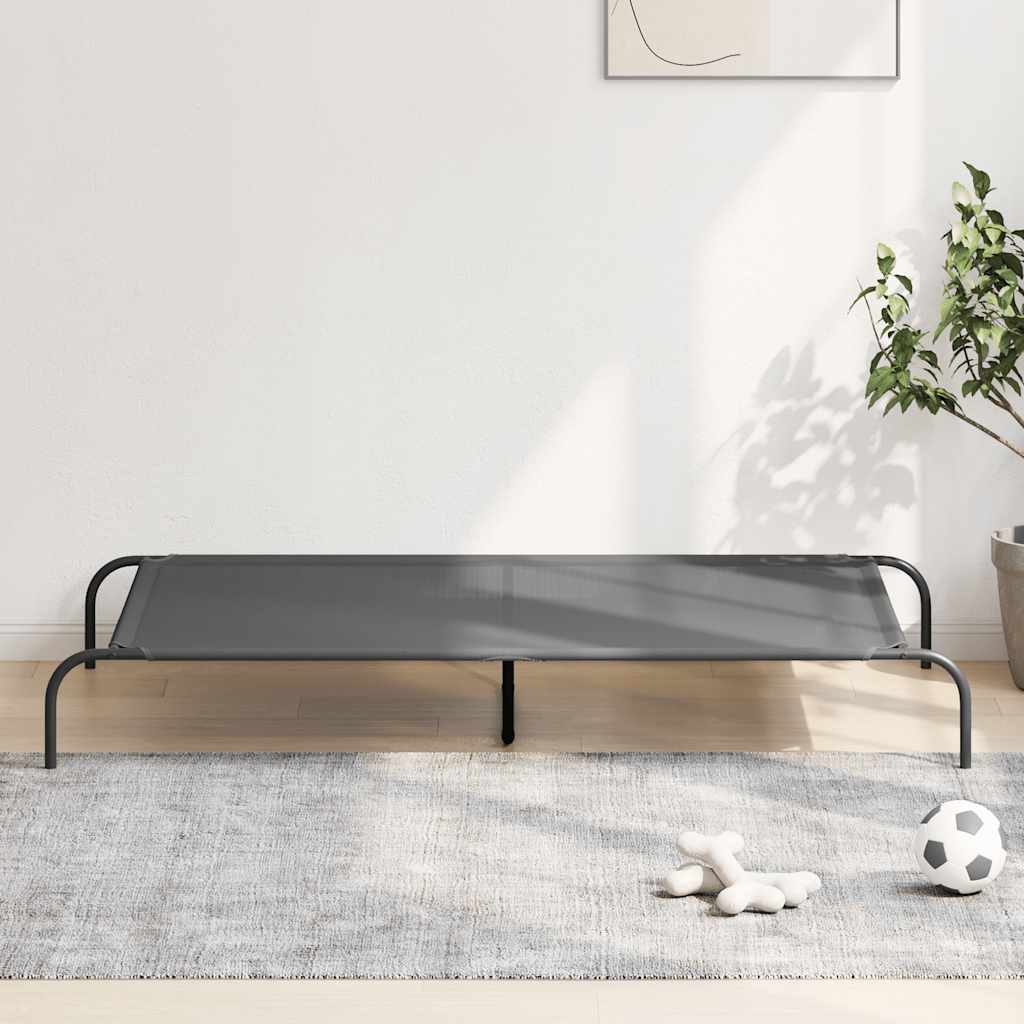 Hondenmand verhoogd 150x90x20 cm textiel en staal grijs