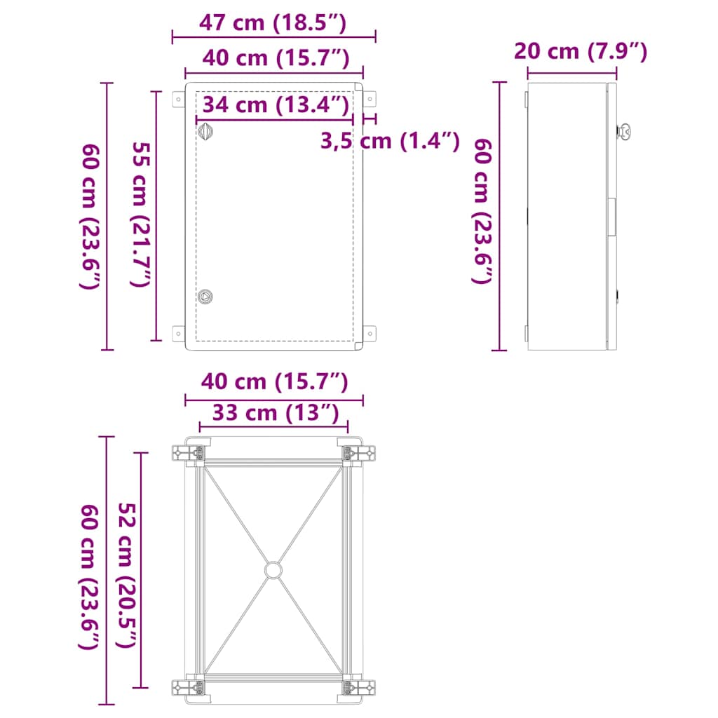 Bedieningskast Grijs 47 x 20 x 50 cm ABS Kunststof is nu te koop bij PeponiXL, paradijselijk wonen!