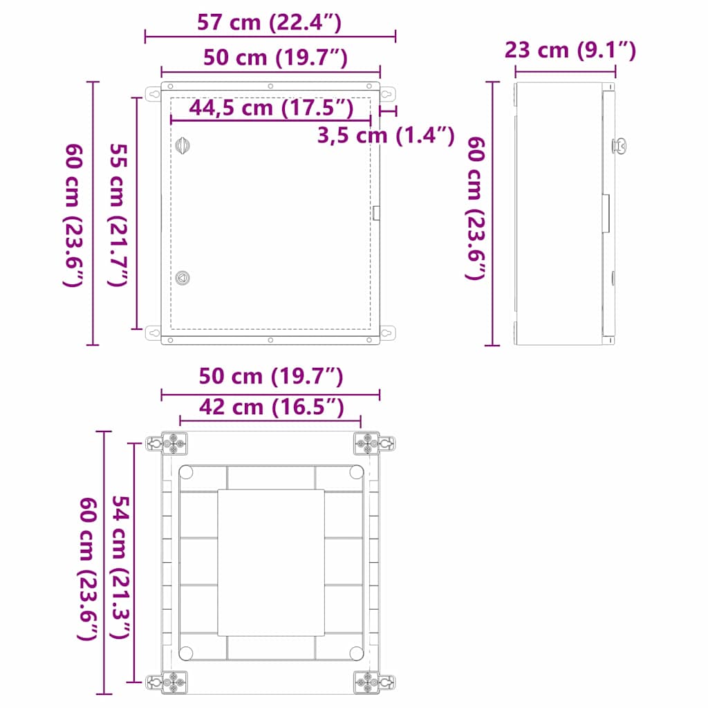 Bedieningskast Grijs 57 x 23 x 60 cm ABS Kunststof is nu te koop bij PeponiXL, paradijselijk wonen!