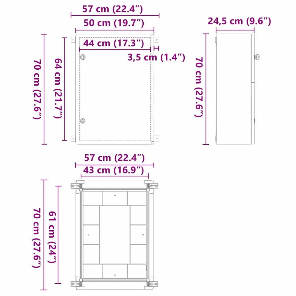 Bedieningskast Grijs 57 x 24,5 x 70 cm ABS Kunststof is nu te koop bij PeponiXL, paradijselijk wonen!