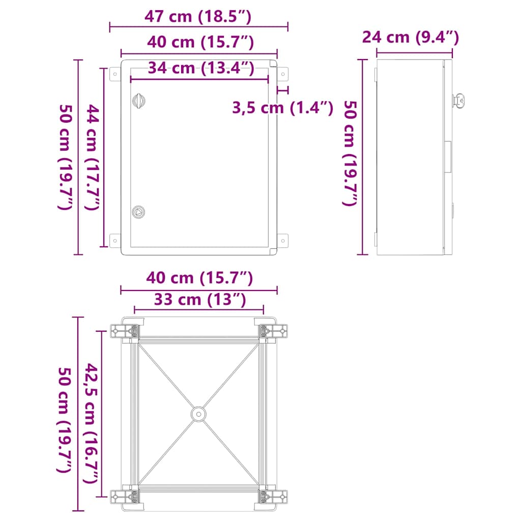 Bedieningskast Grijs 47 x 24 x 50 cm ABS Kunststof is nu te koop bij PeponiXL, paradijselijk wonen!