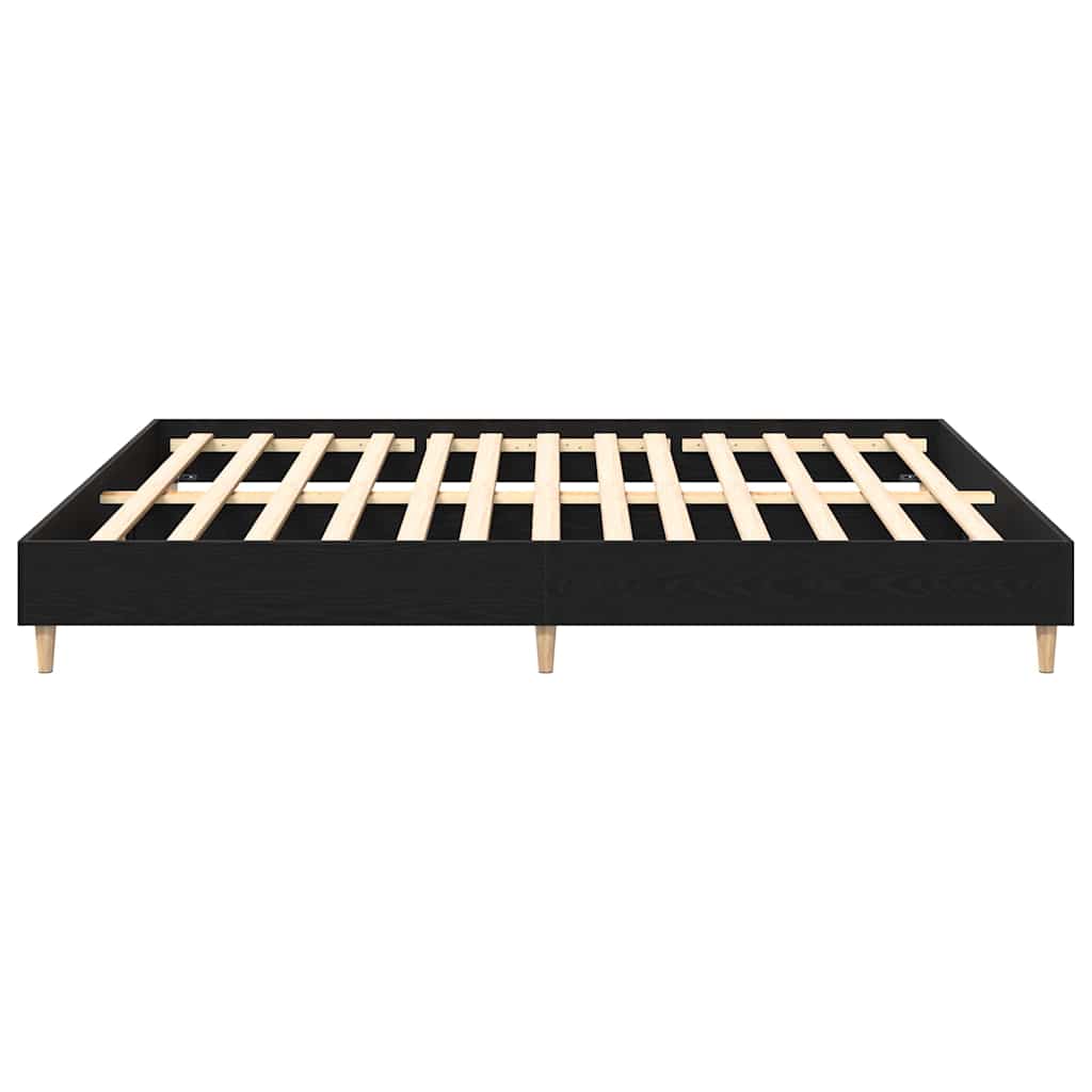 Bedframe Zwart Eiken 203 x 183 x 25 cm Bewerkt hout is nu te koop bij PeponiXL, paradijselijk wonen!