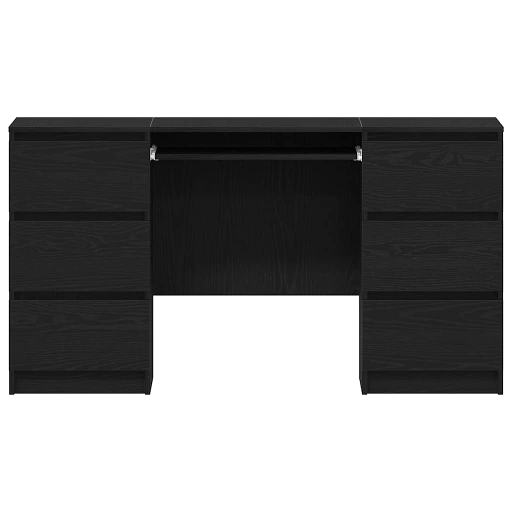 Bureau met lade Zwart Eiken 140 x 50 x 76 cm Bewerkt hout is nu te koop bij PeponiXL, paradijselijk wonen!