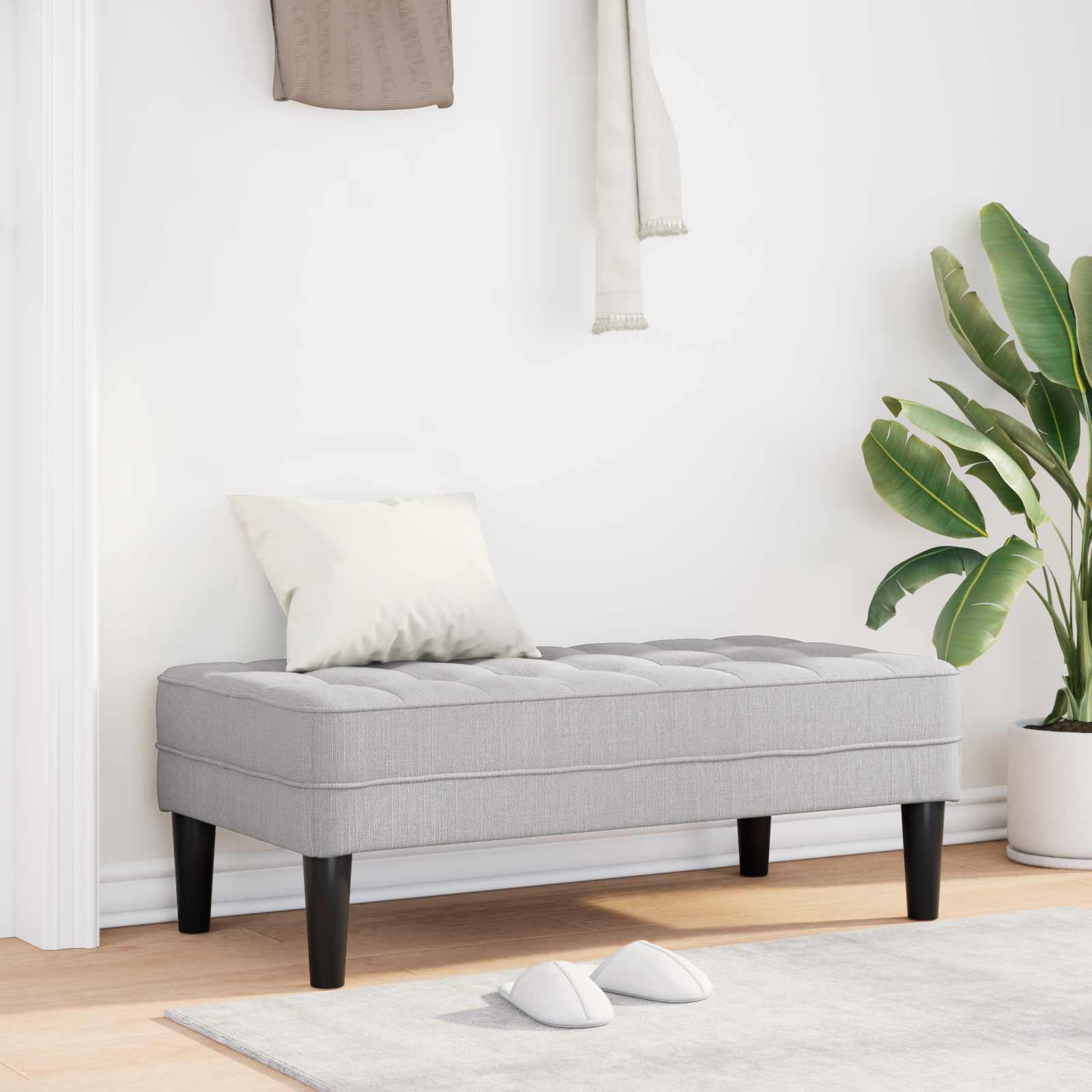 Bank met kussen Wolkengrijs 113 x 57 x 39 cm Stof is nu te koop bij PeponiXL, paradijselijk wonen!
