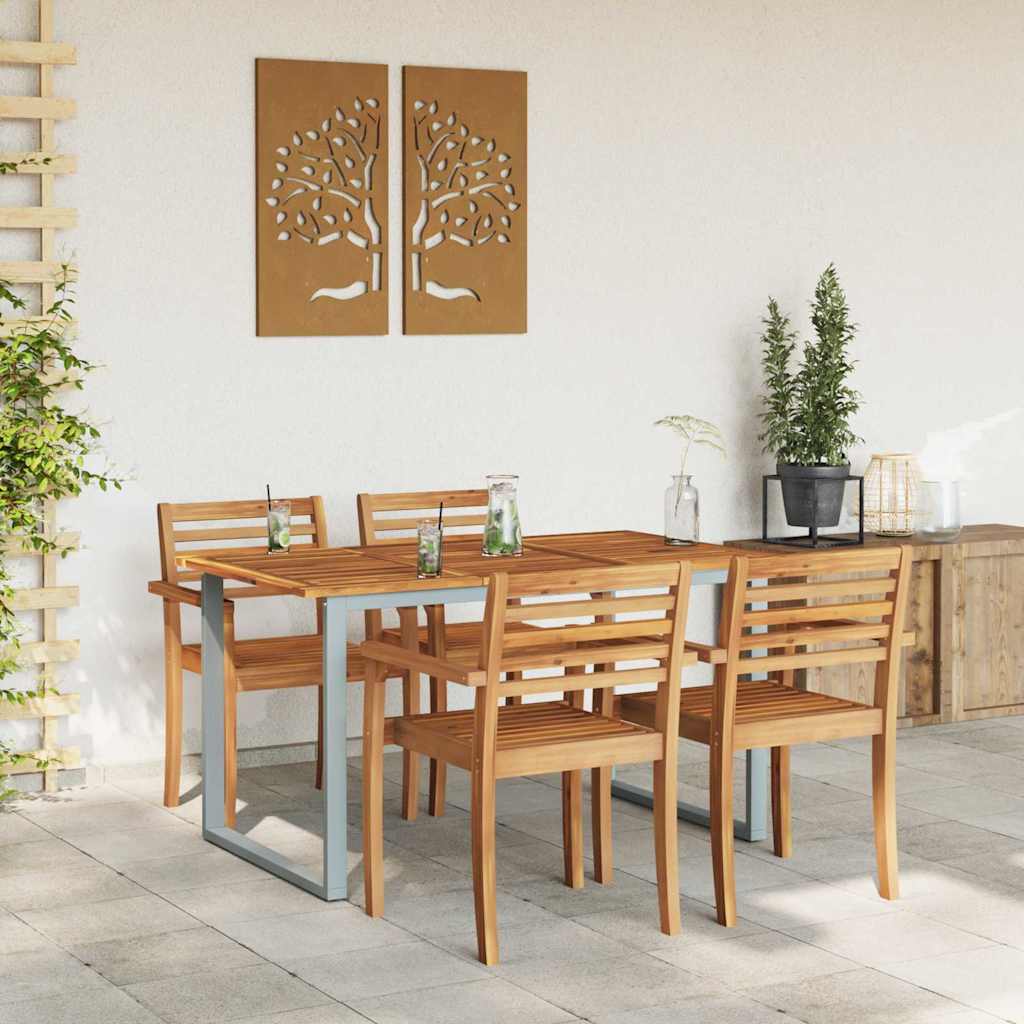 Tuinstafel Grijs 140 x 80 x 75 cm Massief Acaciahout is nu te koop bij PeponiXL, paradijselijk wonen!
