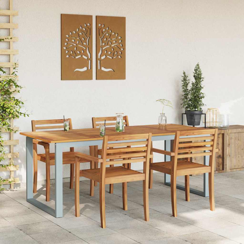 Tuinstafel Grijs 200 x 90 x 75 cm Massief Acaciahout is nu te koop bij PeponiXL, paradijselijk wonen!