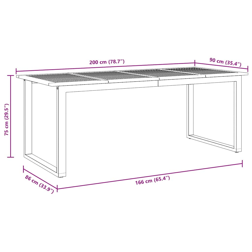 Tuinstafel Grijs 200 x 90 x 75 cm Massief Acaciahout is nu te koop bij PeponiXL, paradijselijk wonen!