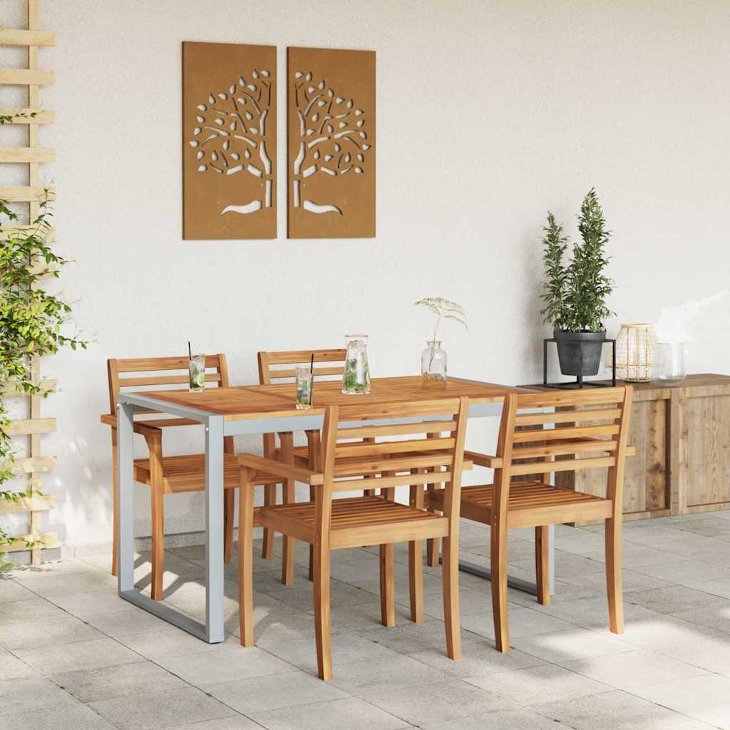 Tuinstafel Grijs 140 x 80 x 75 cm Massief Acaciahout is nu te koop bij PeponiXL, paradijselijk wonen!