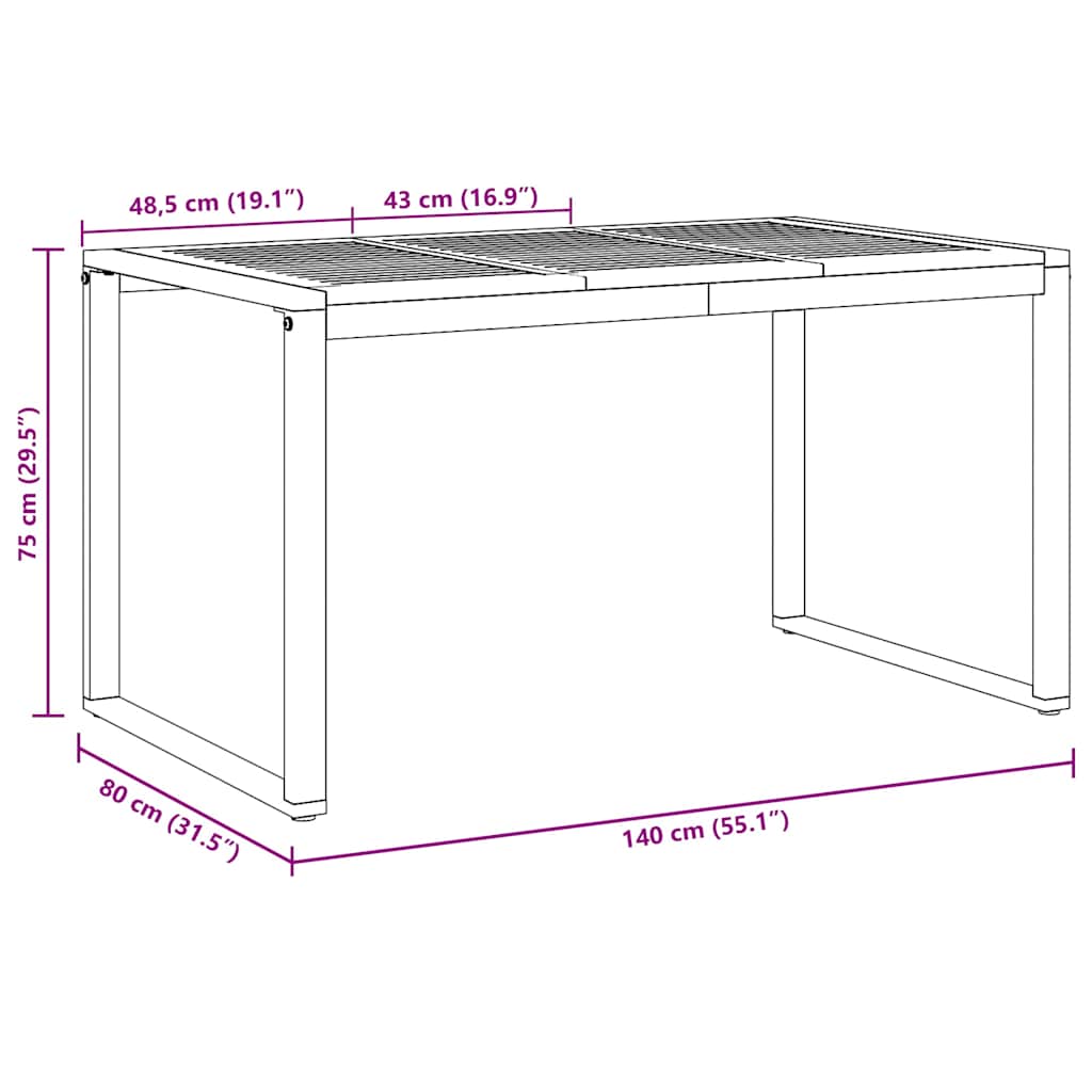 Tuinstafel Grijs 140 x 80 x 75 cm Massief Acaciahout is nu te koop bij PeponiXL, paradijselijk wonen!