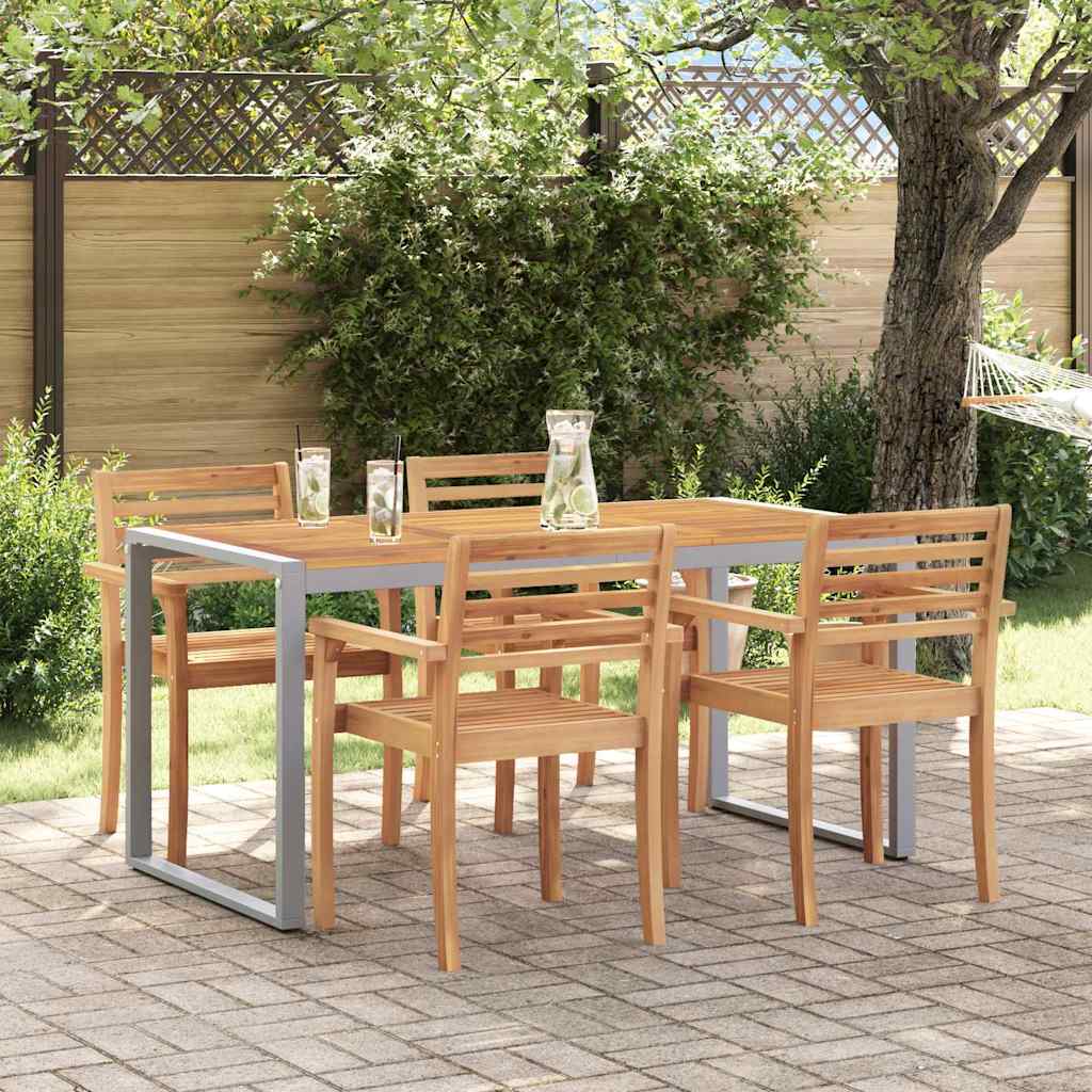 Tuinstafel Grijs 160 x 80 x 75 cm Massief Acaciahout is nu te koop bij PeponiXL, paradijselijk wonen!