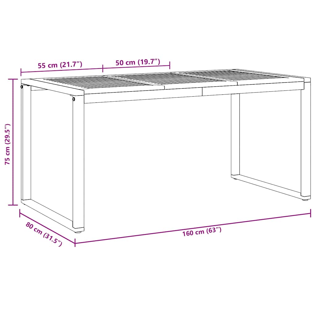 Tuinstafel Grijs 160 x 80 x 75 cm Massief Acaciahout is nu te koop bij PeponiXL, paradijselijk wonen!