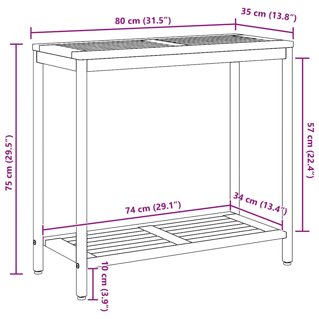 Buiten Tafel met opslag Natuurlijk en Grijs 80 x 35 x 75 cm is nu te koop bij PeponiXL, paradijselijk wonen!