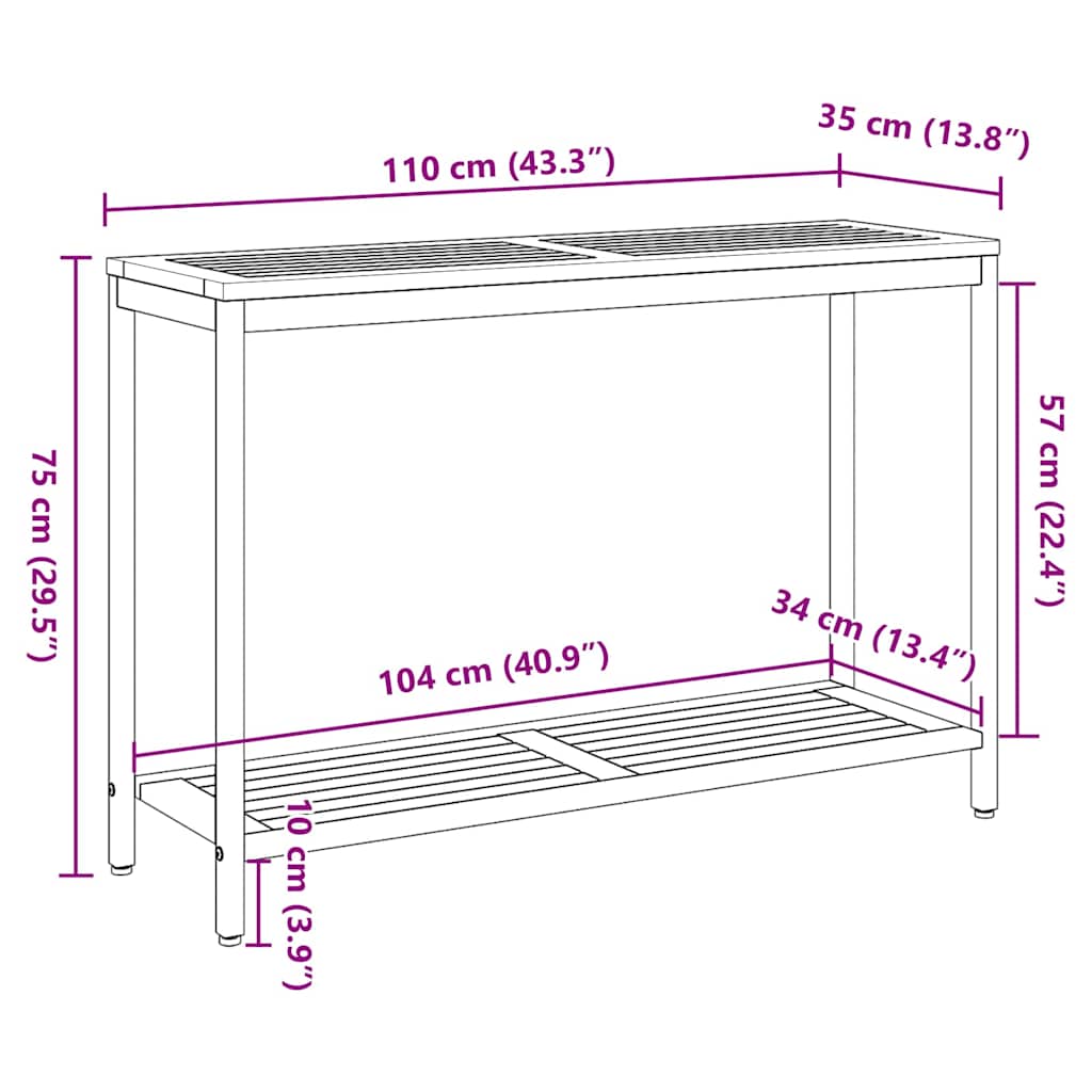 Buiten Tafel met opslag Natuurlijk en Grijs 110 x 35 x 75 cm is nu te koop bij PeponiXL, paradijselijk wonen!